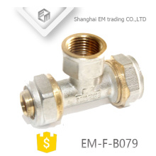 EM-F-B079 Female compression brass Tee pipe